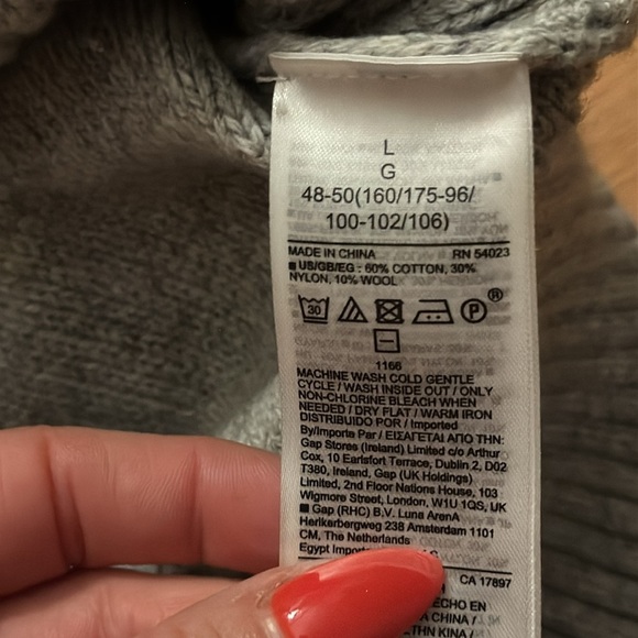 Gap | Grey Cable Knit Sweater | Cotton/Wool Blend | Mock Turtleneck | size L - Picture 4 of 5